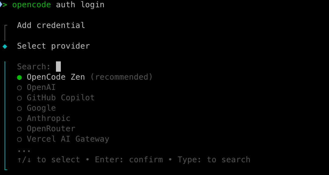 opencode auth login